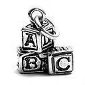 "ABC" BLOCKS CHARM. STERLING SILVER